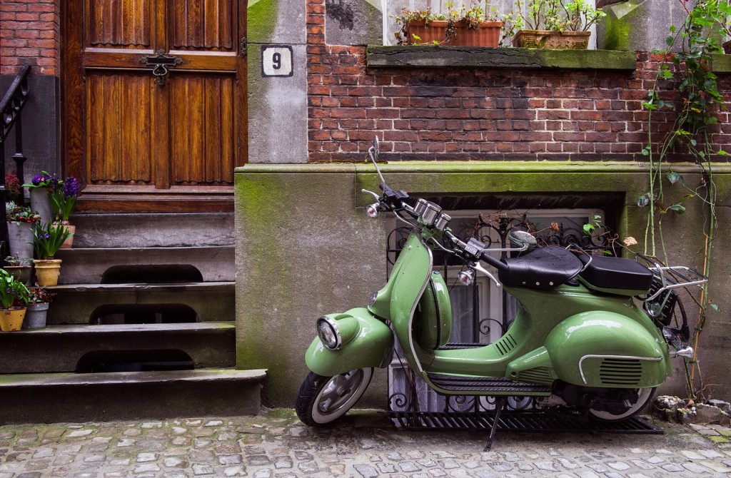 moped green porch